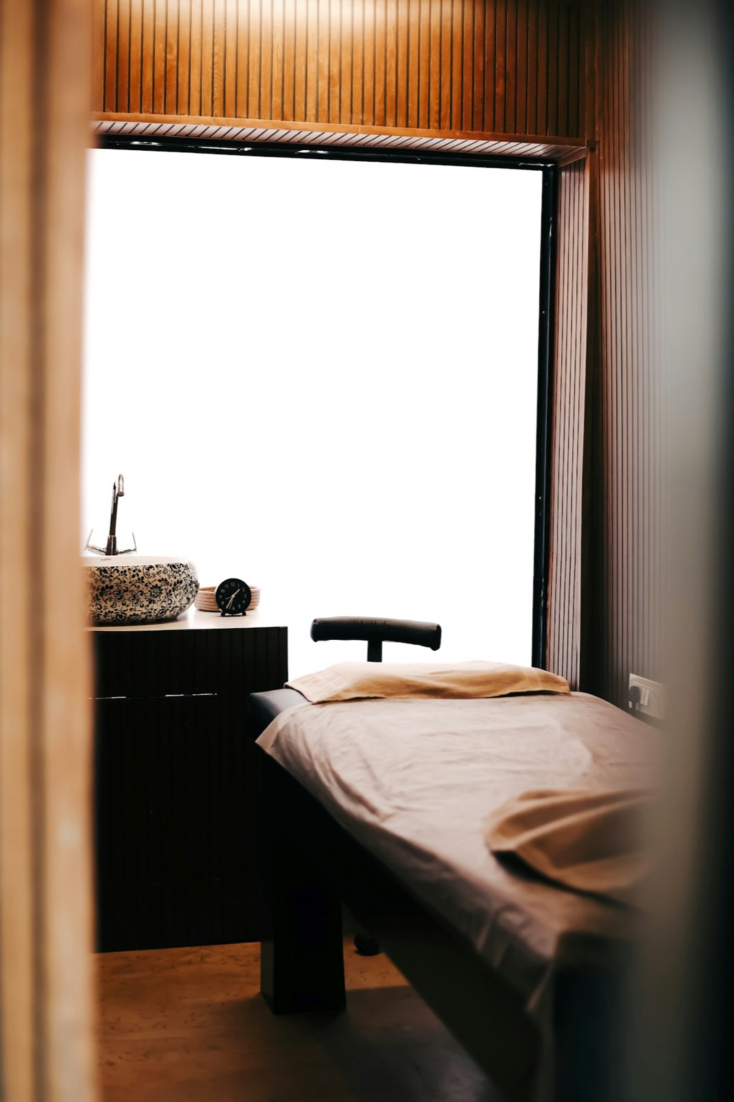 A calm spa treatment room